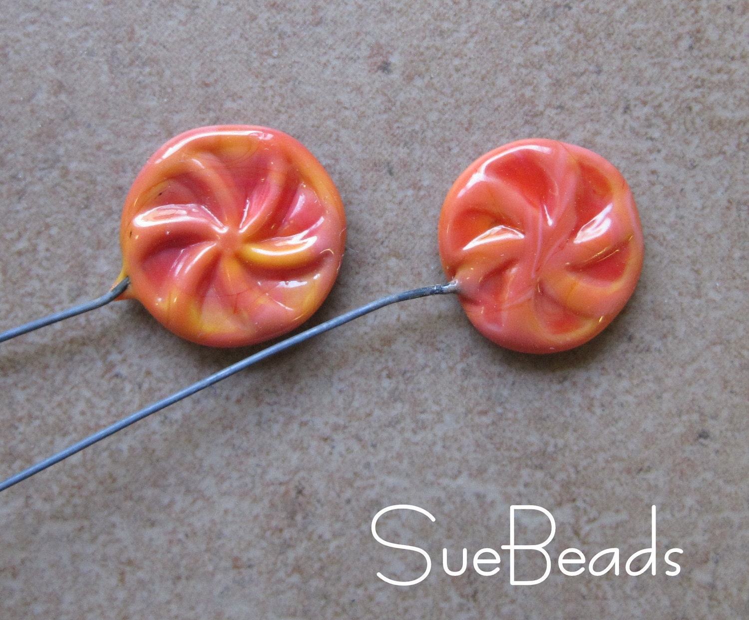 Mango glass lampwork headpins Sue Beads headpins