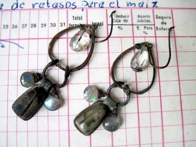 Zanzibar. Gemstone Assemblage Gypsy Dangles with Labradorite.