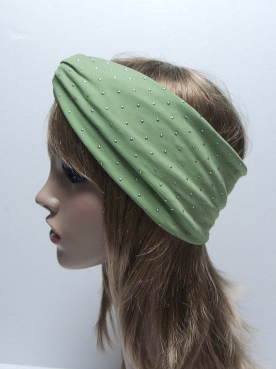20 OFF-MINT GREEN/studded Jersey Twist Turban headband