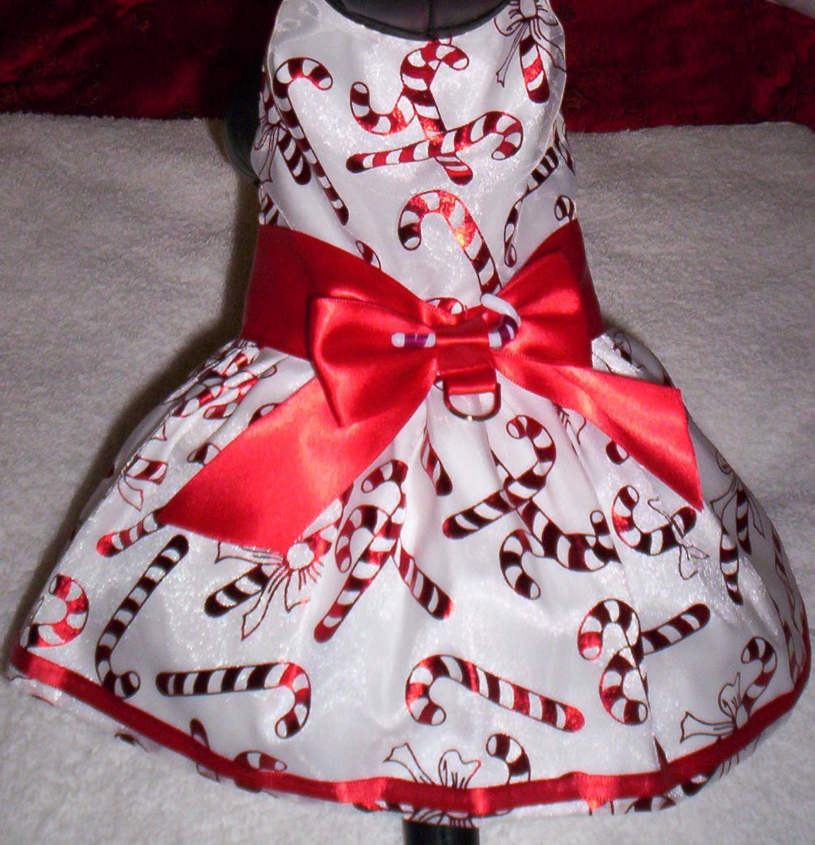 Christmas Holiday Candy Cane Organza Dog Dress