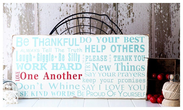 NEW Family Rules Sign - Family Rules Version III - Typography Word Art in Landscape