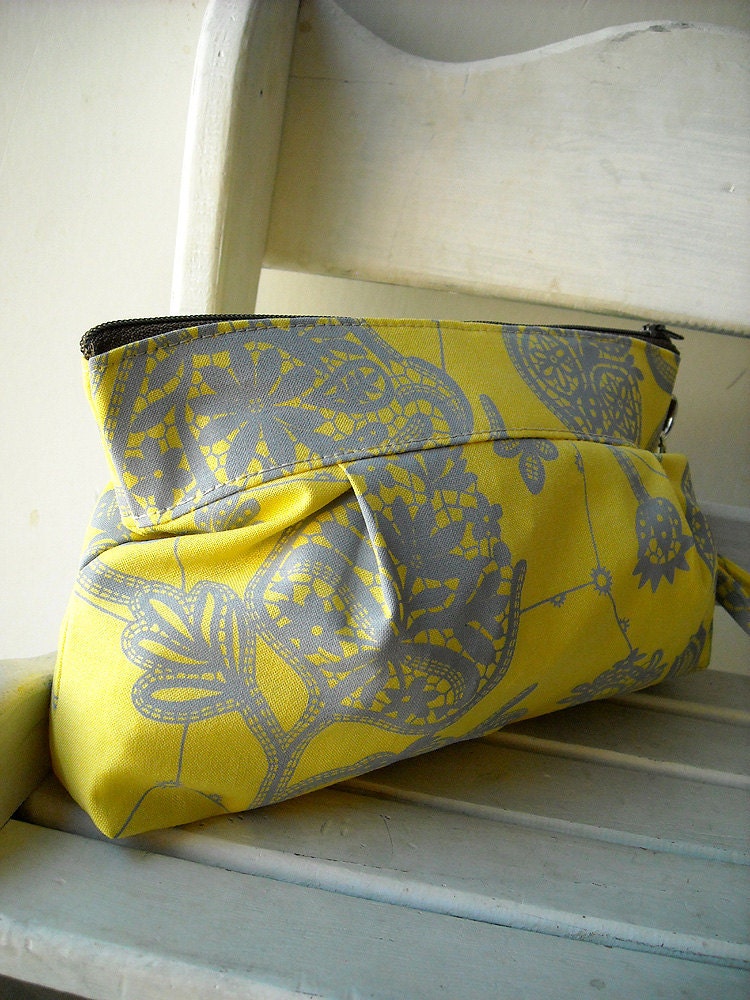 SALE - Lemon - Zipper Pouch with Clip