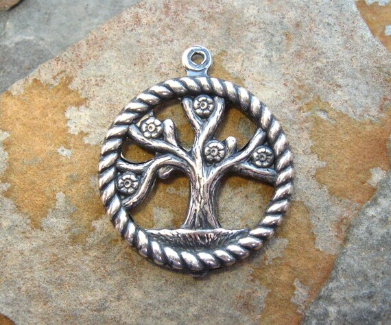1 Trinity Brass Antique Silver Tree of Life Charm 20mm x 24mm  -  LOW SHIPPING
