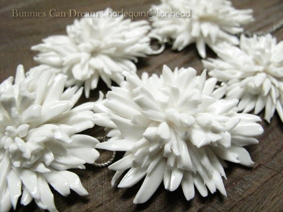 Whirls Collection - Clay Statement Necklace No.2 in white