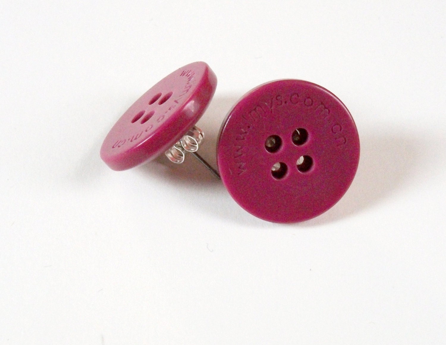 Pink Medium Sized Handmade Button Ear Studs