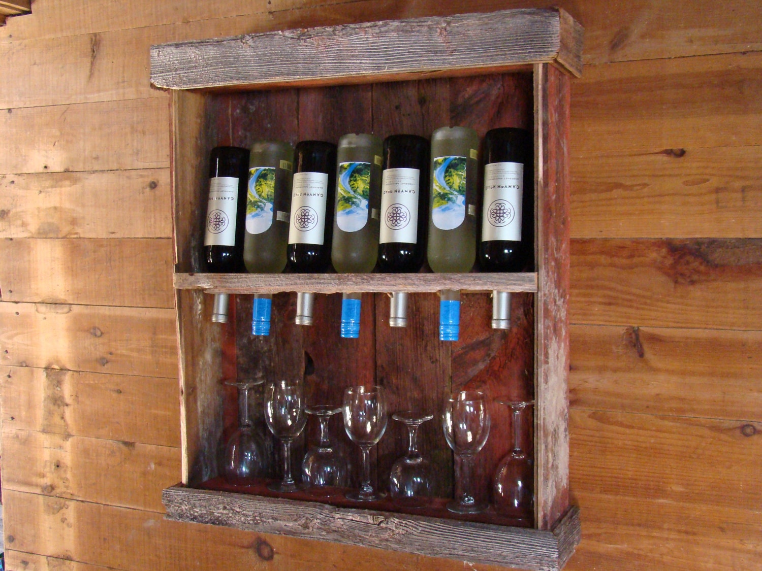 Rustic barn wood wine cabinet