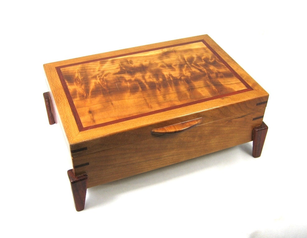 Jewelry Box wooden Cherry with Japanese Curly Sugi