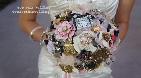 Brooch and Fabric Bouquet - Made to Order Large Bouquet