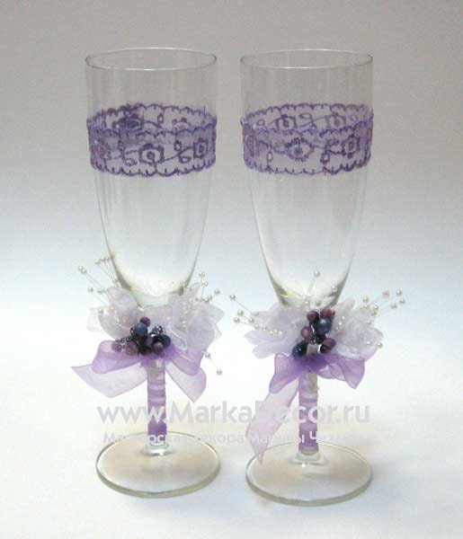 Wedding Glasses handmade decorated 1 pair From markadecor