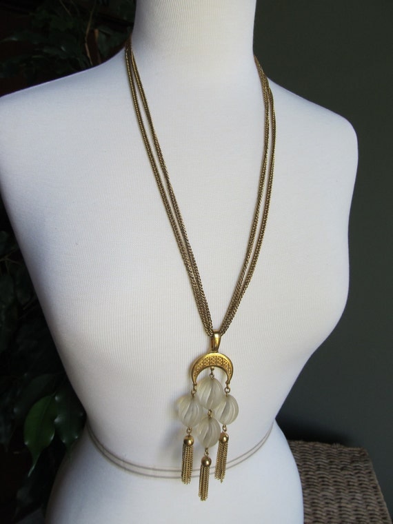 Vintage Chandelier Bead and Tassel Necklace
