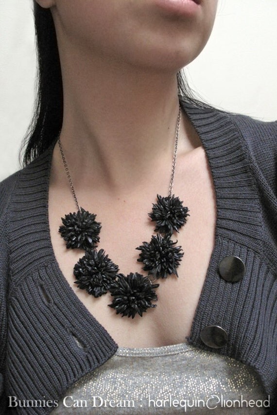 Whirls Collection - Clay Statement Necklace No.2 in black