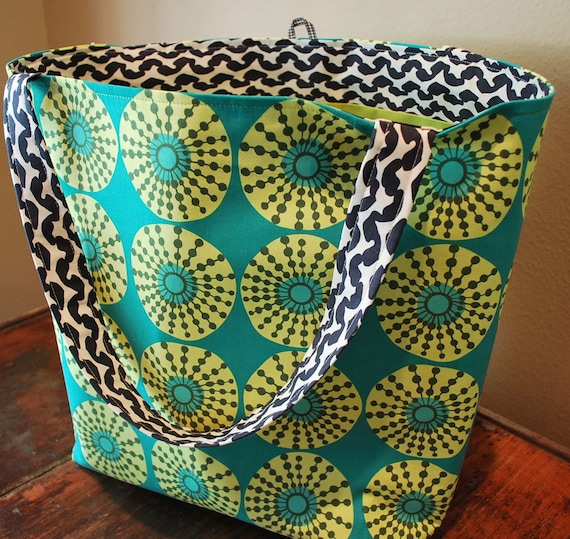Design Your Own Reusable Grocery Bag Tote - Fabric Tote Bag - Amy Butler Market Bag