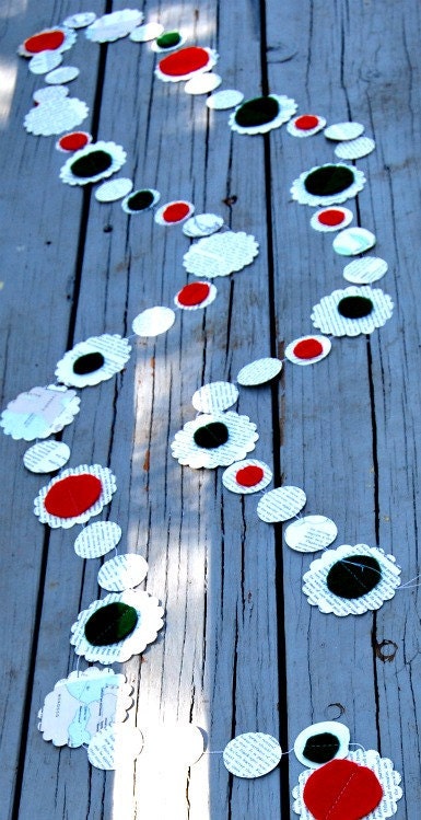 Book Page and felt Christmas Tree Garland