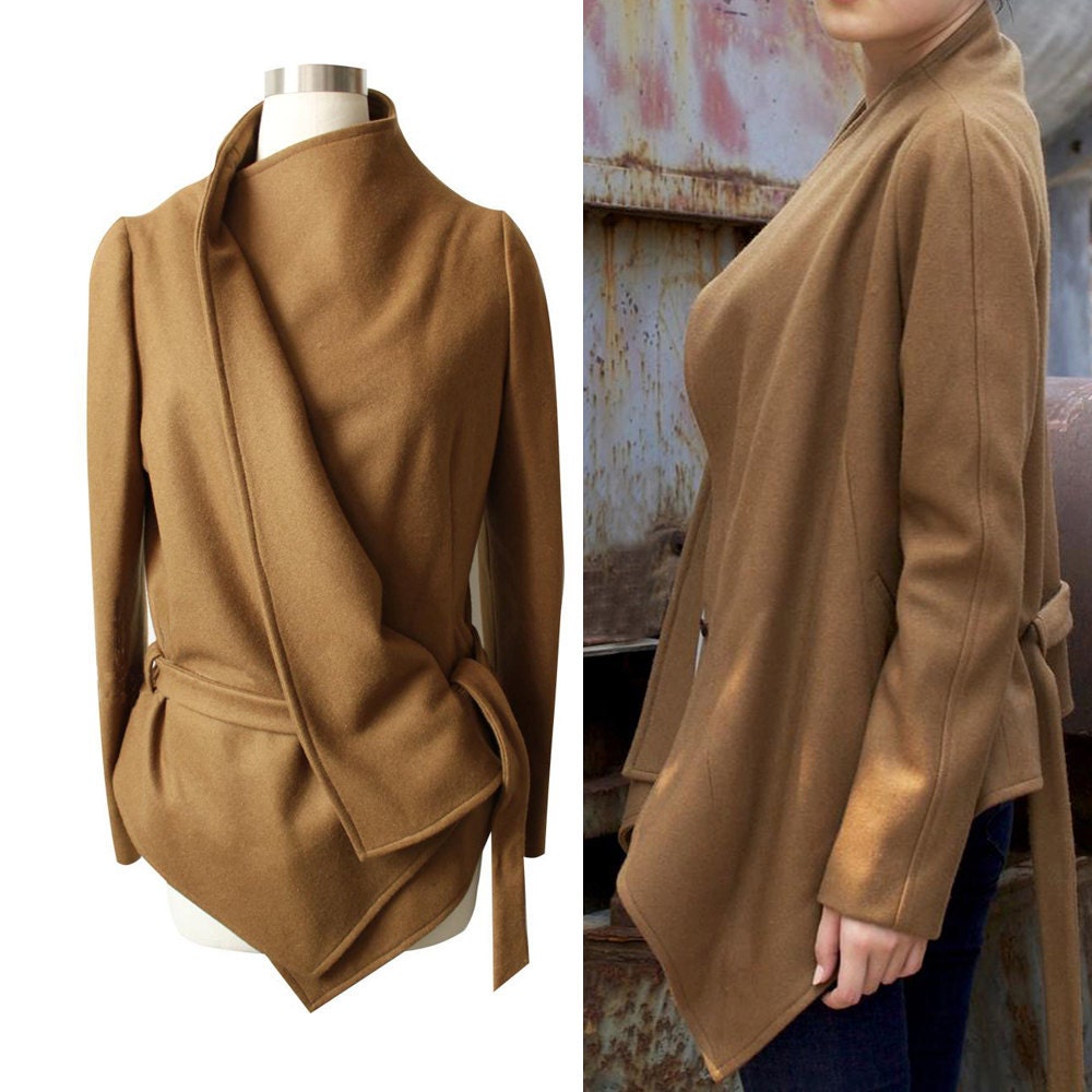 beige camel winter coat cashmere coat with belt jacket long coat maxi coat brown chocolate coat custom designer coat FM076