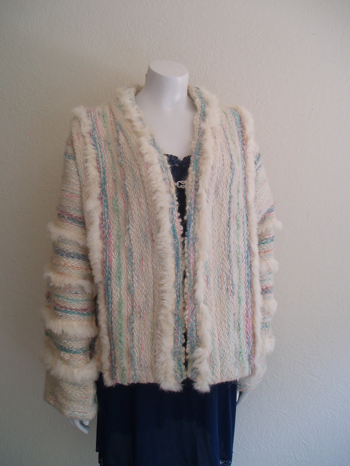 vintage 1980s Silk Wool Alpaca Mohair Coat  m/l