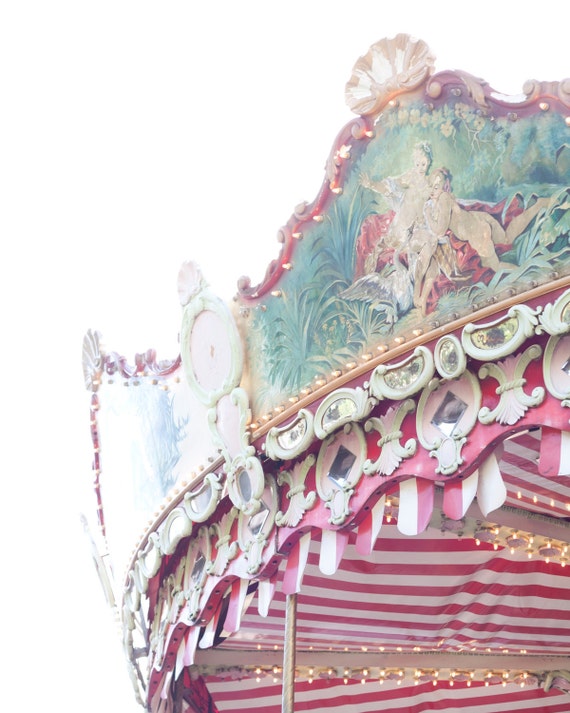 French Carousel Photography Carnival France Photo - 8 x 10 - Fine Art Photography print - French Home decor Children Pink Fun Wall art