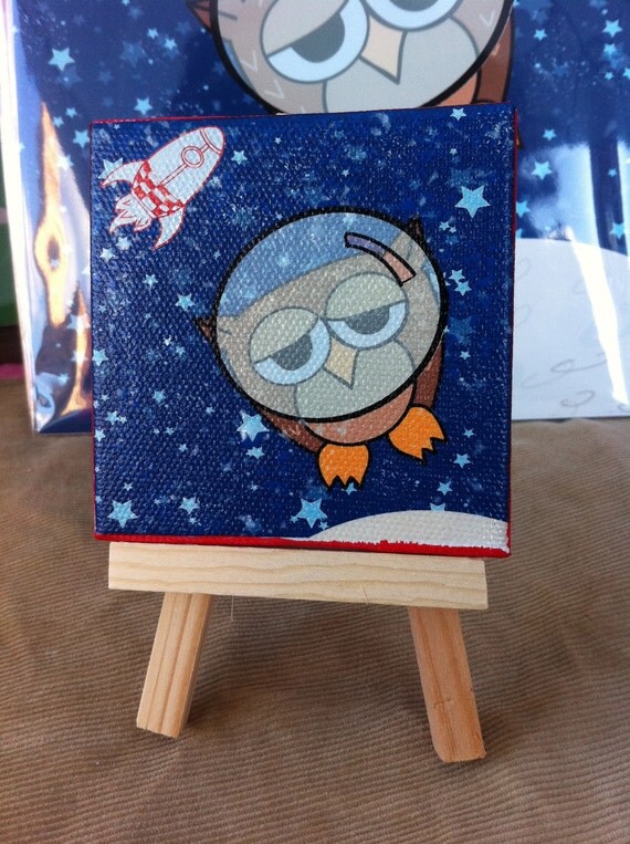 Astro Abe. 3x3 inch mini canvas