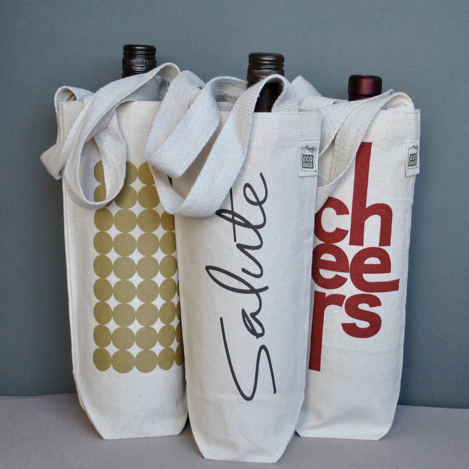 Holiday Canvas Reusable Wine Bags - 3 Pack