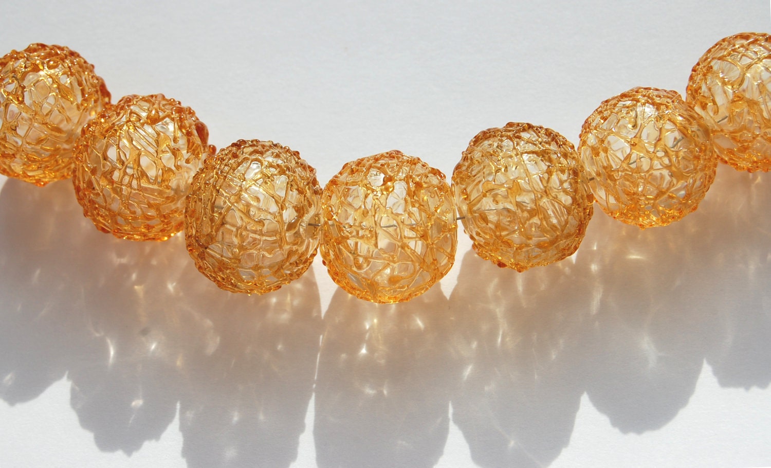 Spun Sugar Lampwork Hollow Beads (7) SRA, UK, FHFteam Y3