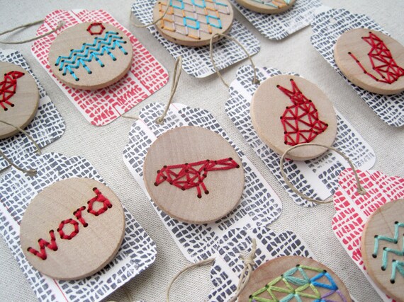 Geometric Pattern: Embroidery on wood