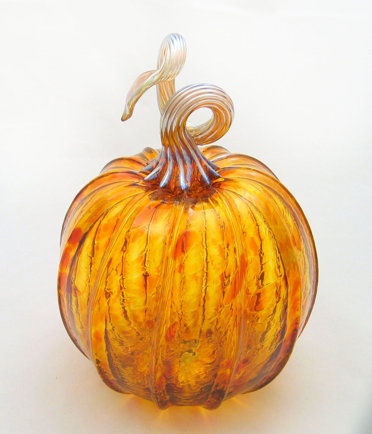 Blown Glass Pumpkin -  Amber Glass Transparent Mix - Autumn Home Decor - thanksgiving decor harvest