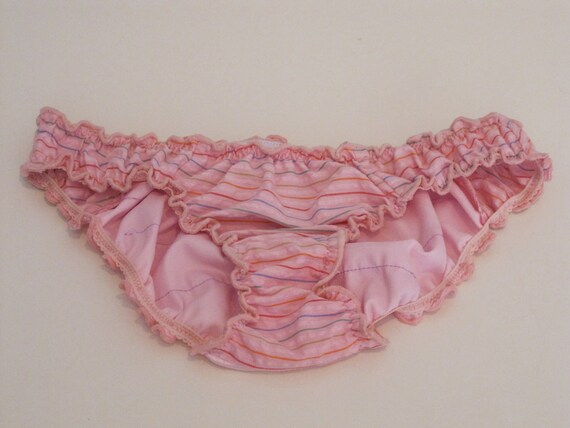 Pink Rainbow Stripes and Purple Ruffles.. Oh My - Panties - Size S