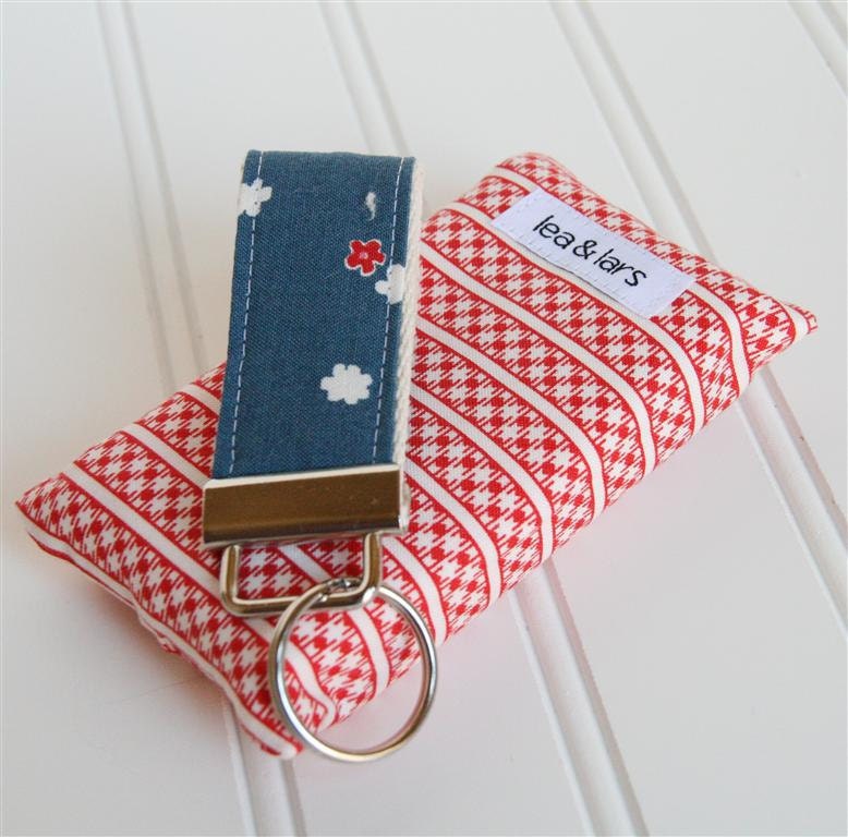 Mini Fabric Key Fob, Tissue Holder - red, white, blue
