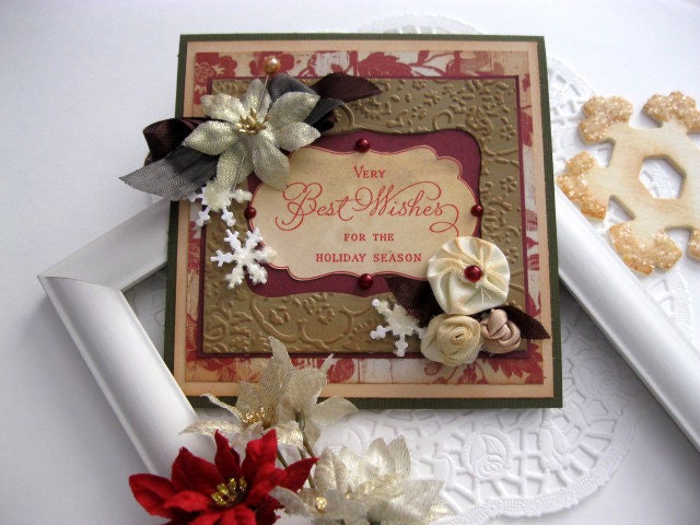 Handmade Christmas Card, Embossed Christmas Greeting Card