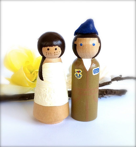Pilot Wedding Cake Toppers Bride and Groom Custom Any Uniform Army Navy 