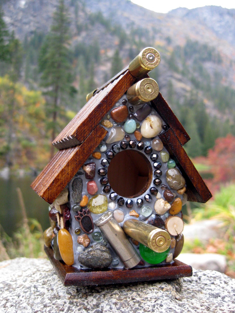 Mosaic Bullet Shell Birdhouse