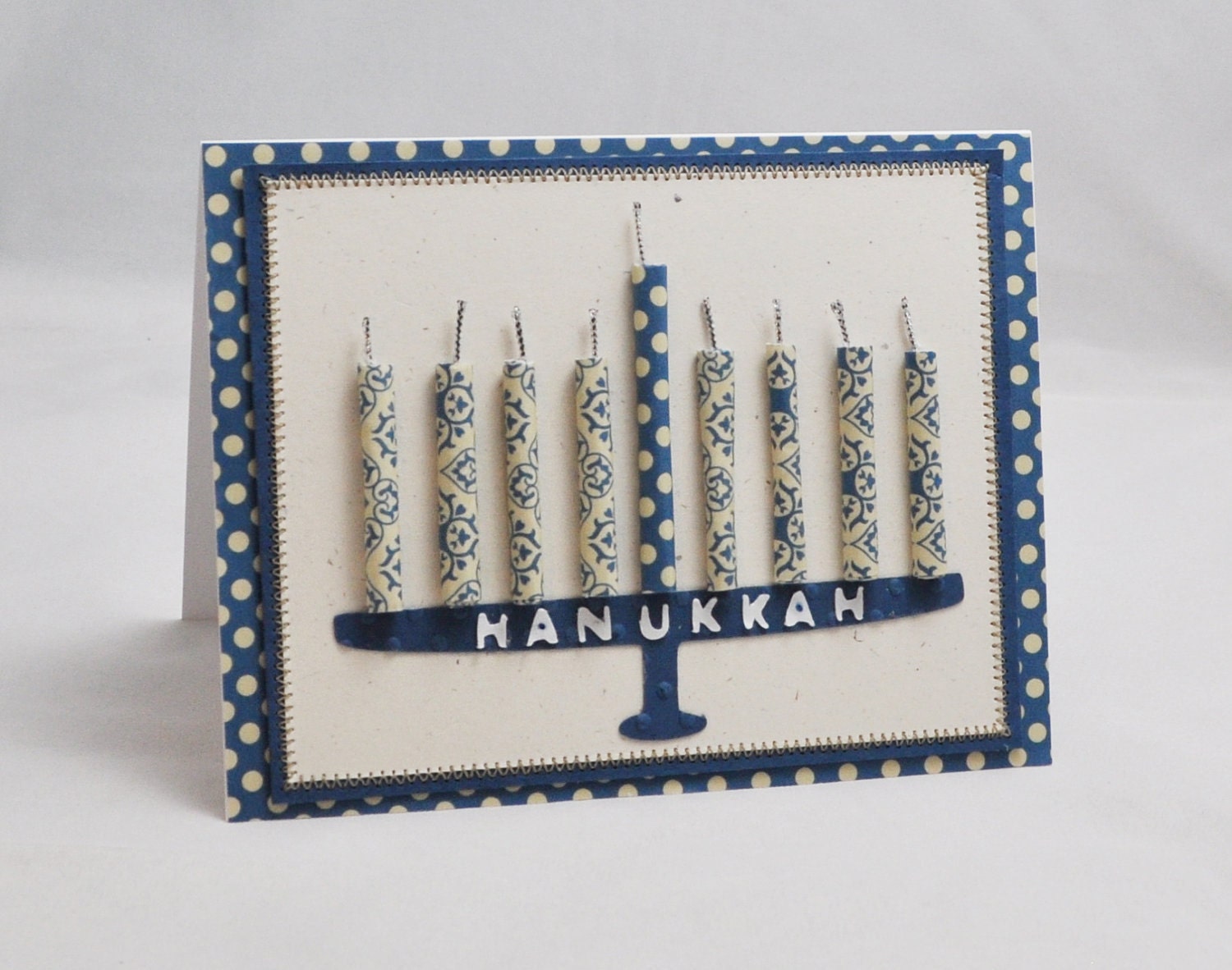 Hanukkah Menorah Card With 3 Dimensional Candles