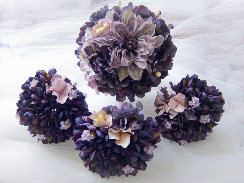 Dark Purple Wedding Bridal Bouquet Package Set for Fall Winter Bridal 