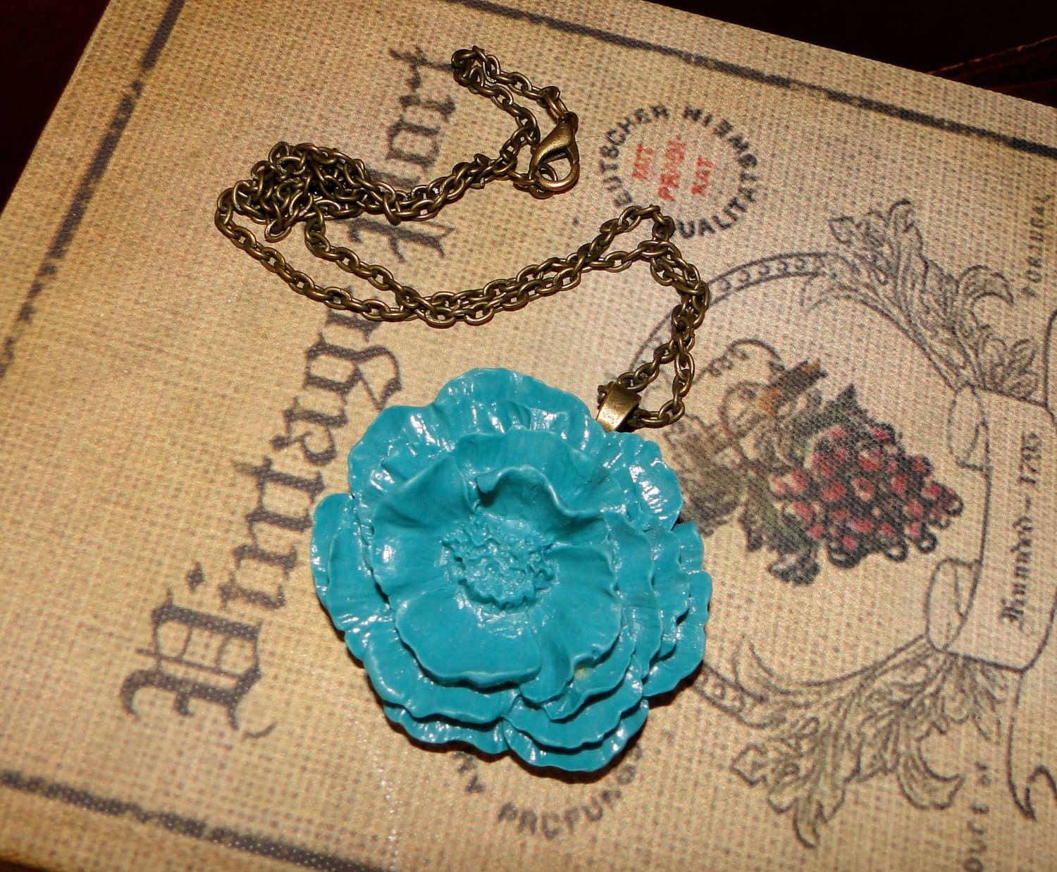 Lagoon Blue Poppy Flower Necklace