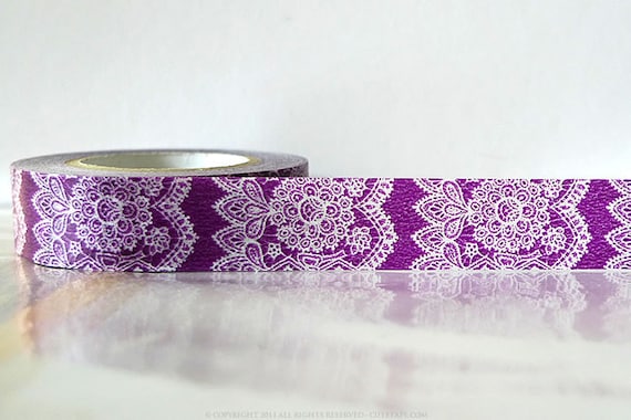 Vertical Purple Lace Trim Paper Washi Tape Japanese 15mm Single 49ft