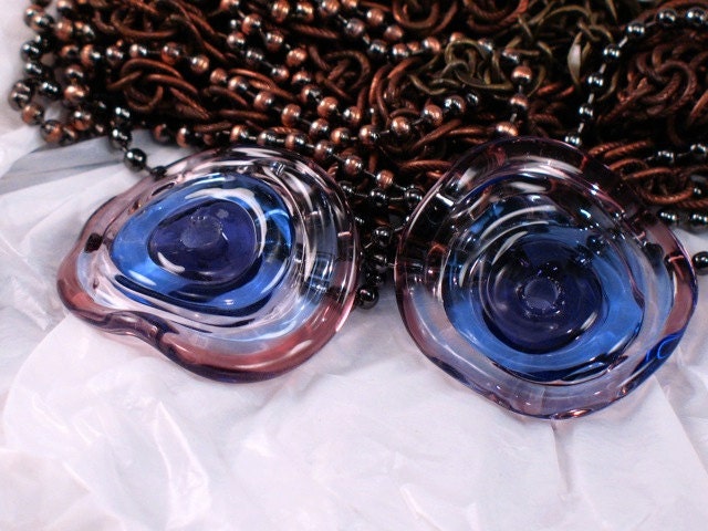 winter blues lampwork beads