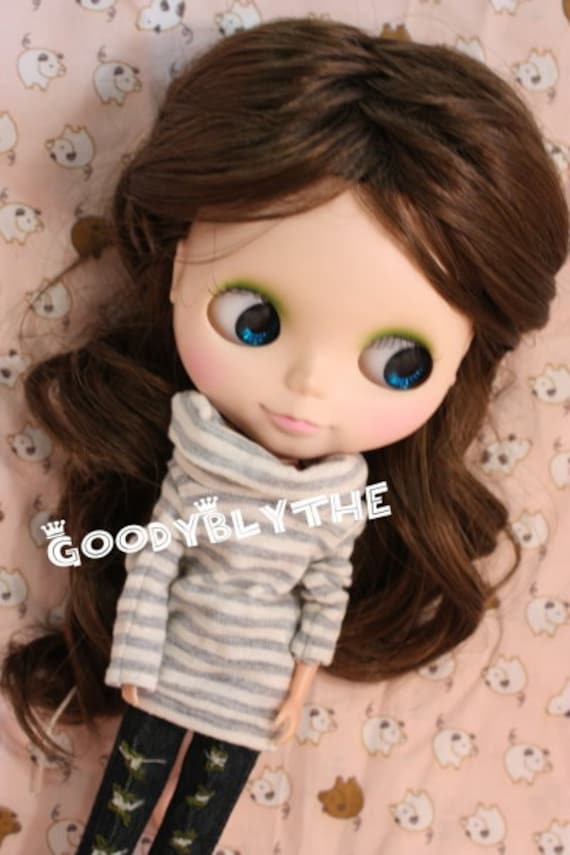 12" Goodyblythe Blythe Hair Wig Light Brown Cute Style W159