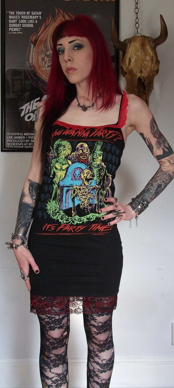 Small Return Of The Living Dead Girls Slip Dress 80s Horror Zombie