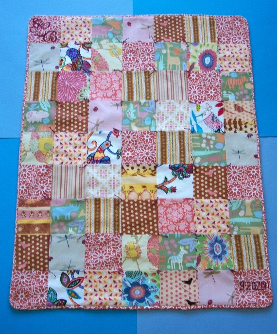 Baby Girl Quilt with Personalized Hand Embroidery by Dolce Dreams