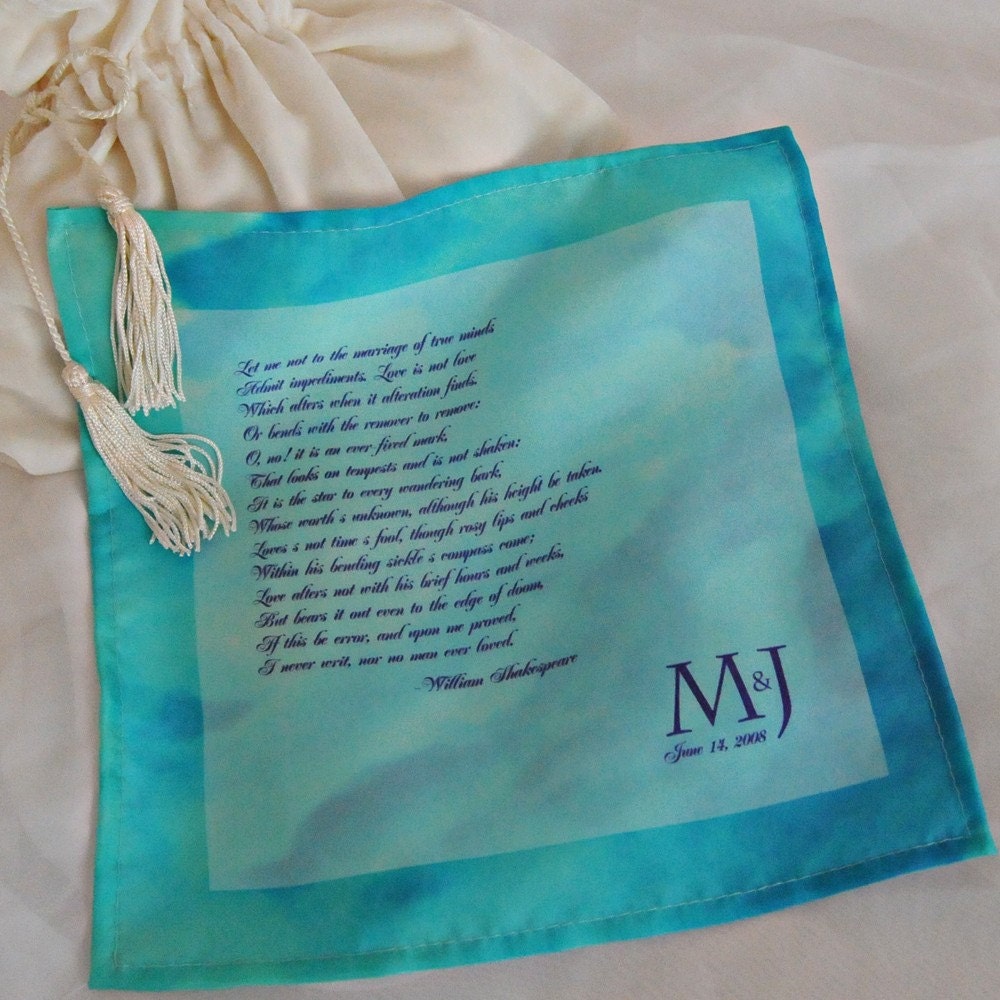 Customized silk wedding handkerchief blue From ArtfulBeginnings