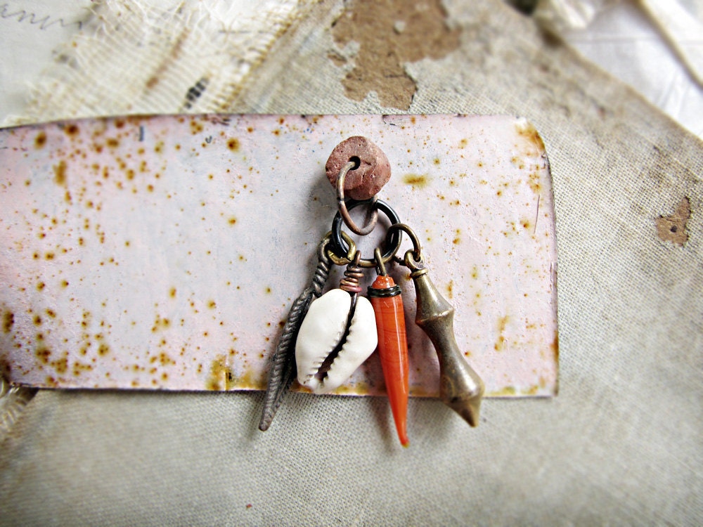 Fertile ground - cluster charm pendant - reclaimed and vintage elements