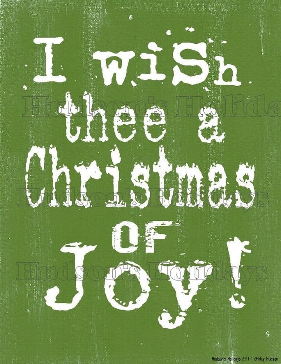 I wish thee a Christmas of joy sign digital   - uprint NEW 2011 art words primitive vintage paper old pdf 8 x 10 frame saying
