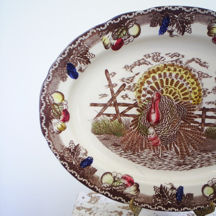 Vintage Ironstone Turkey Platter, American Tradition King Tom