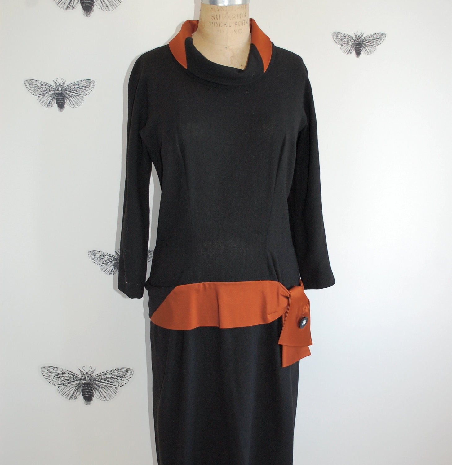 Party Dress - 30s Vintage Cocktail Dress - Steampunk wool dress - RESERVED for cammiejones