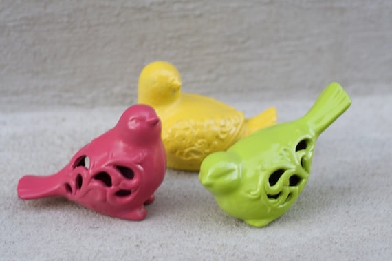 Modern Painted Ceramic Birds Set - RetroPops