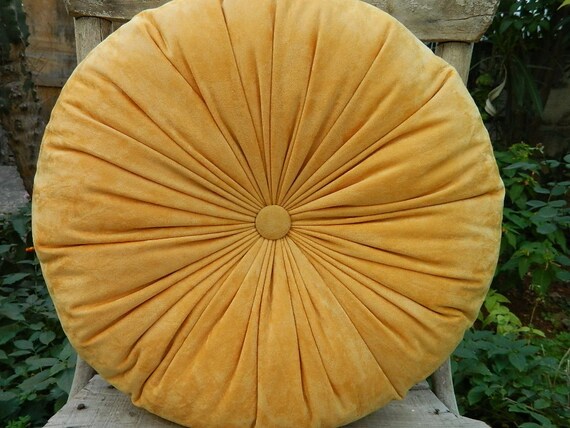 Dark yellow round pillow