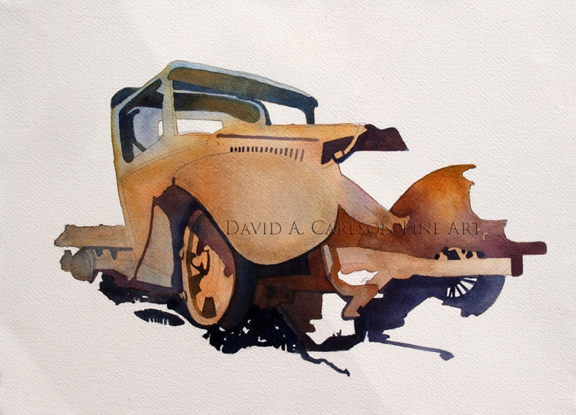 Painting of a Rusted Truck, Watercolor Painting of a truck, Original Painting, Rusted Old Truck, Earth Tones and Colors