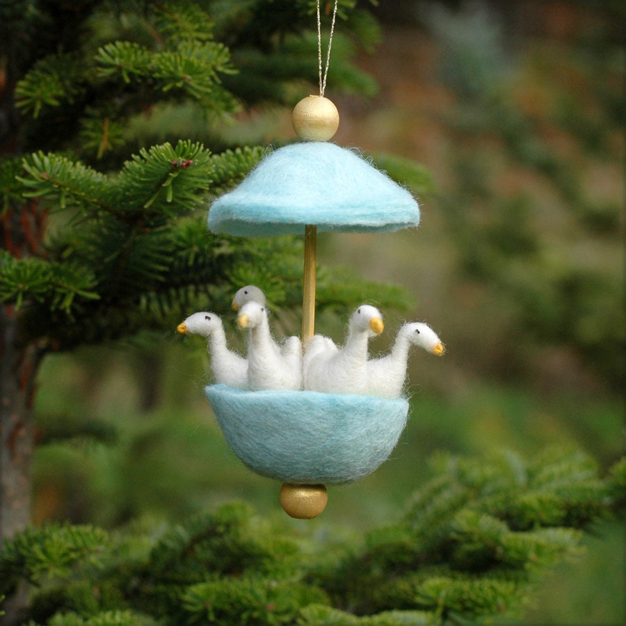 Six Geese a Laying - Needle Felted Twelve Days of Christmas Ornament