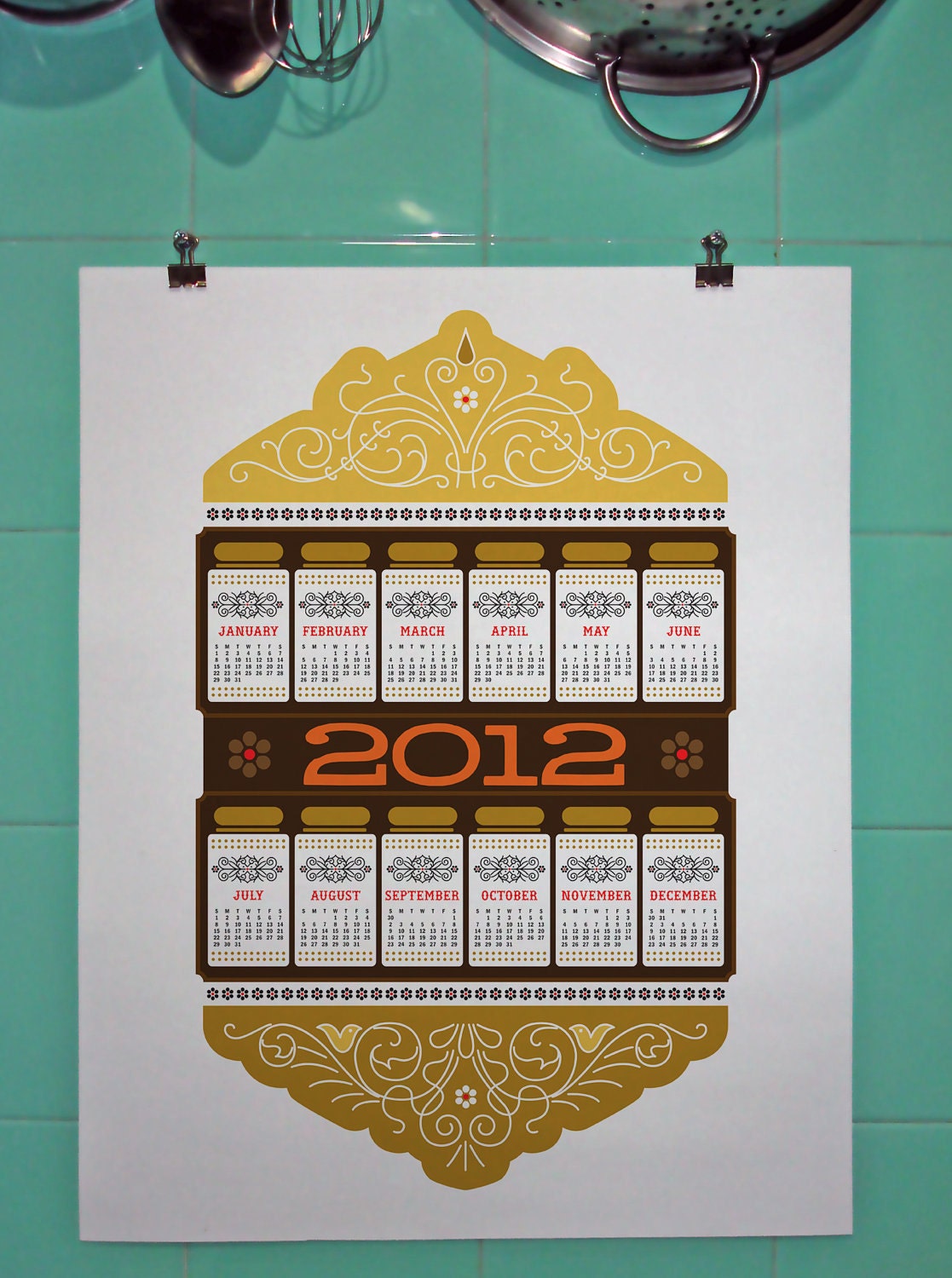2012 Calendar Granny Chic Kitchen retro art giclee print