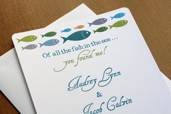 Fun Fish Wedding Invitation Set From EvieDesignShop