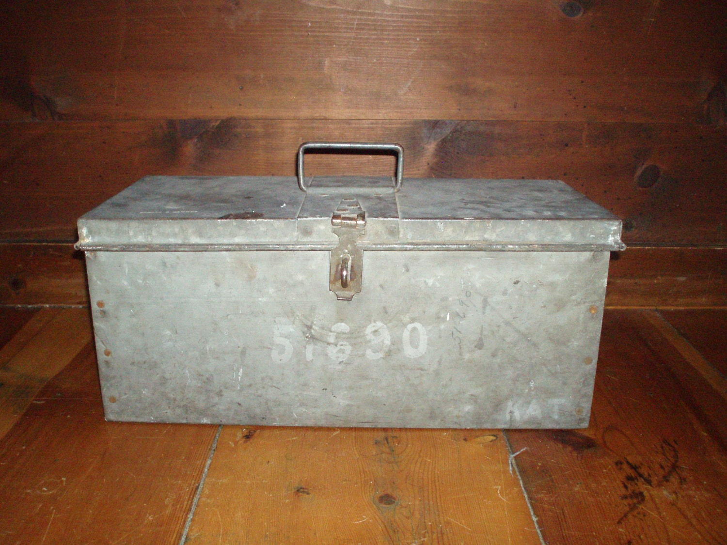 Vintage WWII Military Galvanized Metal Tool Box